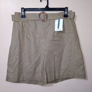 Bermuda De Mujer Unicolor, Con Cinturón Y Hebilla