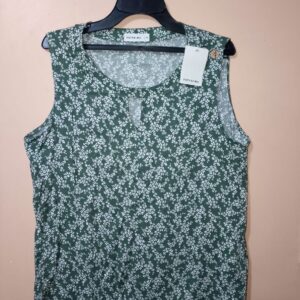 Blusa para mujer, manga sisa, hombros descubiertos, escote redondo con cut out en el centro
