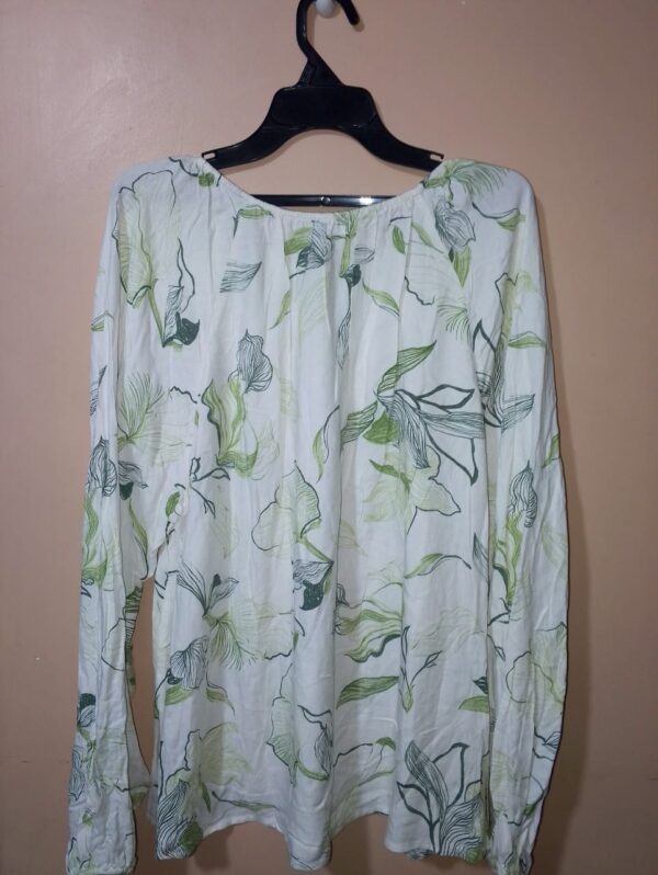 Blusa para mujer, cuello redondo, manga larga, textura lisa, silueta amplia