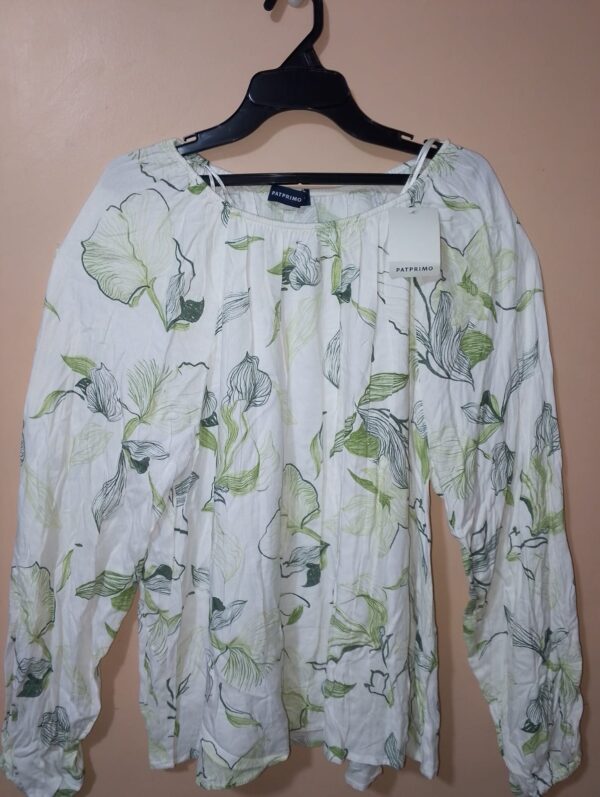 Blusa para mujer, cuello redondo, manga larga, textura lisa, silueta amplia