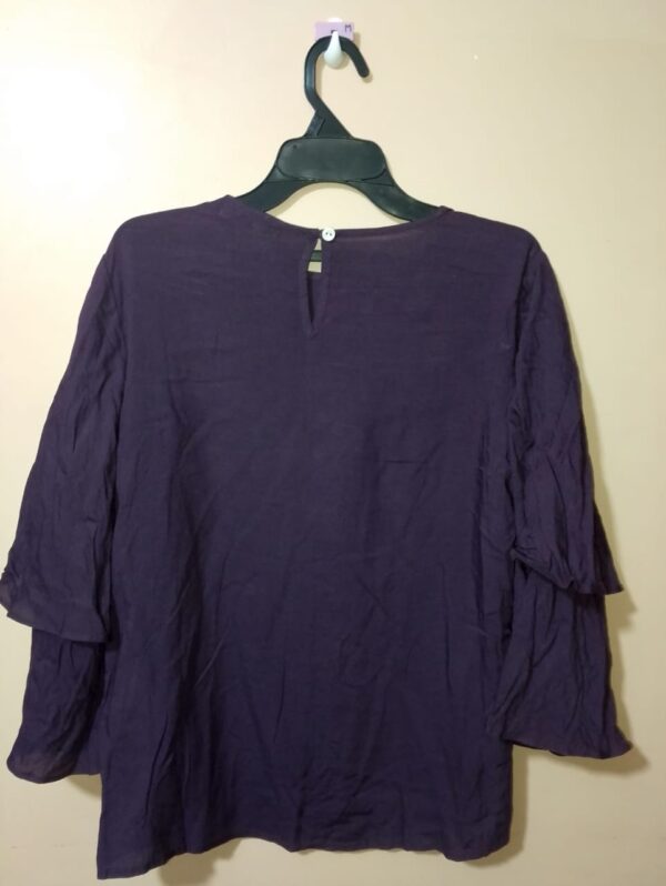 Blusa para mujer, cuello redondo, manga ¾, textura lisa