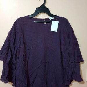 Blusa para mujer, cuello redondo, manga ¾, textura lisa