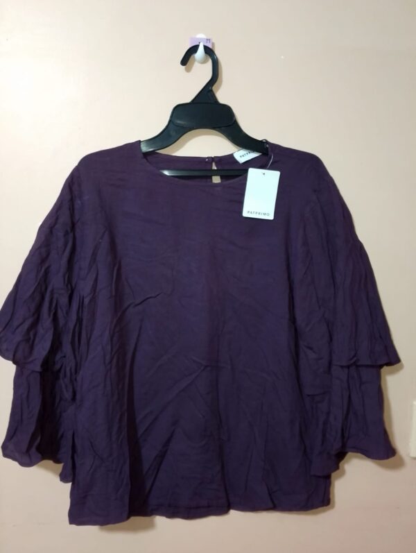 Blusa para mujer, cuello redondo, manga ¾, textura lisa