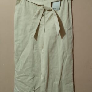 Pantalón Unicolor Tipo Paper Bag Con Cinturón De Anudar