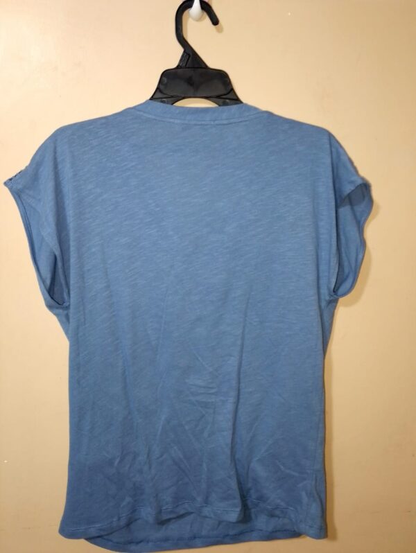 Camiseta para mujer, cuello en v, sin manga, silueta amplia, textura lisa