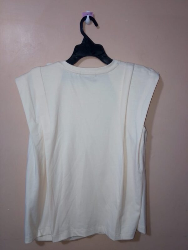Camiseta para mujer, cuello redondo, manga sisa, silueta amplia, textura lisa