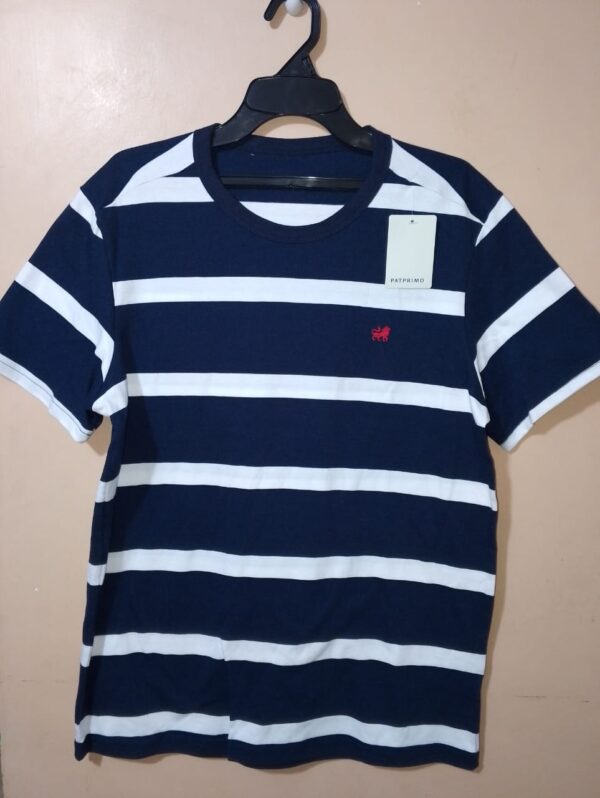 Camiseta para hombre, cuello redondo, manga corta, con franjas de colores