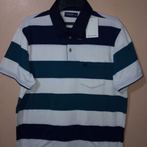 Polo para hombre, cuello maquina, manga corta, silueta slim, con bolsillo parche, estructura con bloques de colores