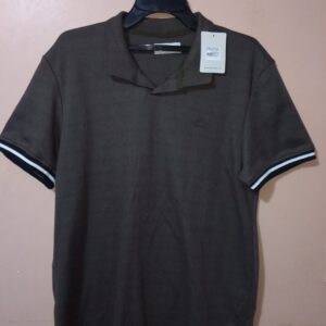Polo para hombre, cuello tejido, manga corta, silueta slim, diseño unicolor