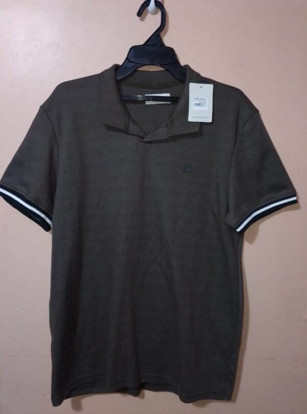 Polo para hombre, cuello tejido, manga corta, silueta slim, diseño unicolor