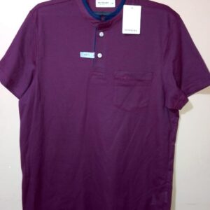 Polo para hombre, cuello mao, manga corta, silueta slim, sin bolsillo, estampada