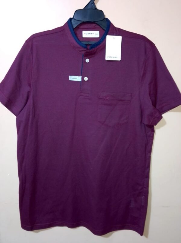 Polo para hombre, cuello mao, manga corta, silueta slim, sin bolsillo, estampada