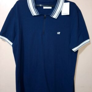 Polo para hombre, cuello tejido en contraste, manga corta, silueta regular fit, sin bolsillo, unicolor