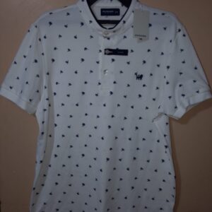 Polo para hombre, cuello mao, manga corta con puño, silueta slim, sin bolsillo, estampada